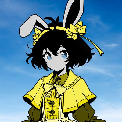 anime cartoon girl with easter bunny ears