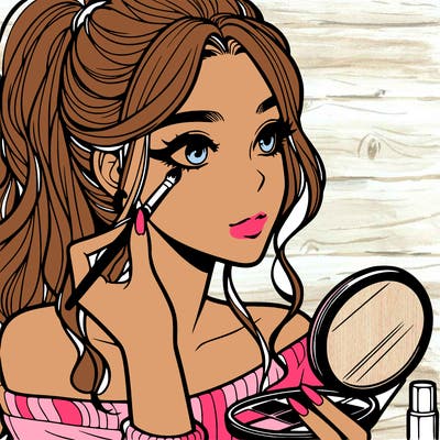 a realistic girl doing her makeup