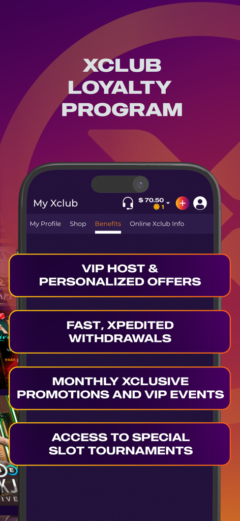 betPARX PA - Xclub loyalty program features for betPARX PA showing VIP offers and fast withdrawals