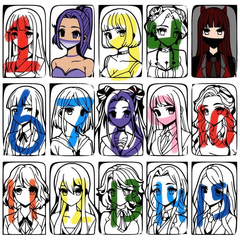 girls that look diffrent anime