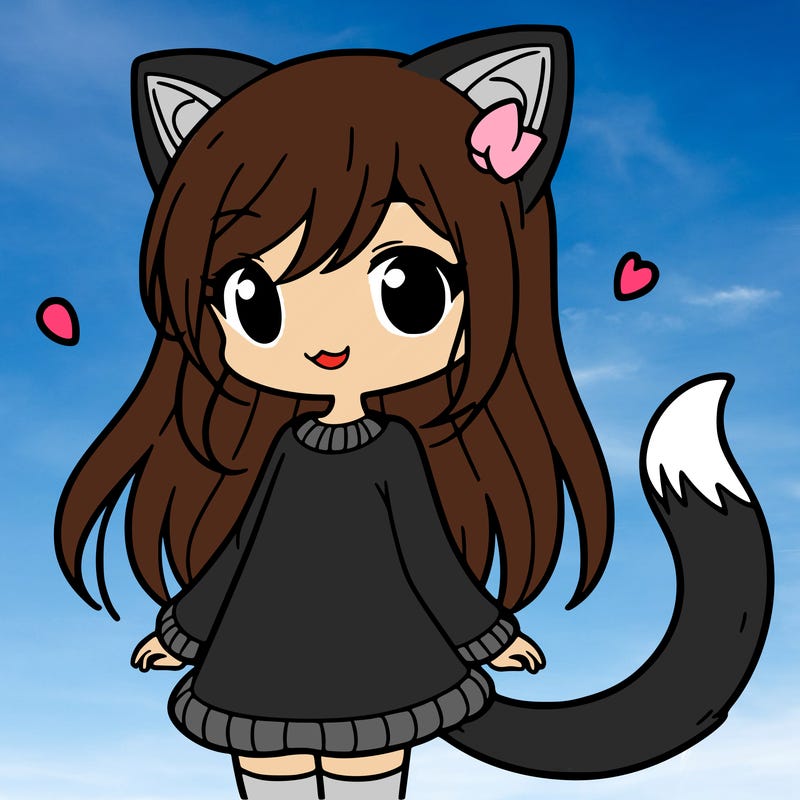 girl with cat ears and tail