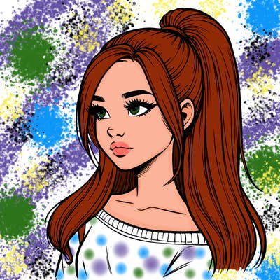 realistic girl with a high ponytail