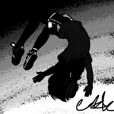 realistic girl doing a backflip