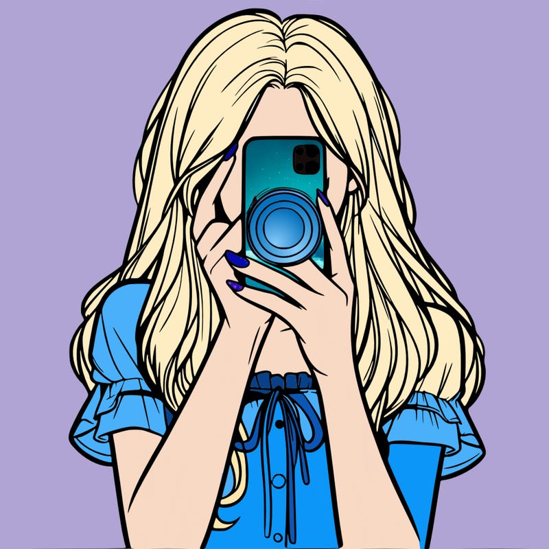 a realistic girl holding her phone taking pictures