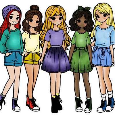 a group of five girls