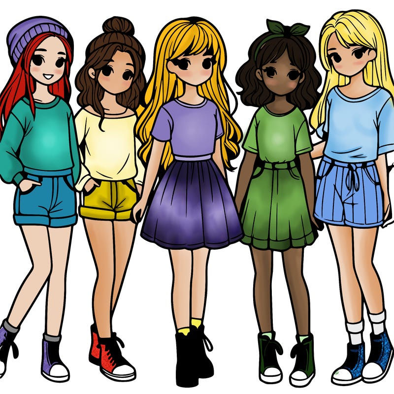 a group of five girls