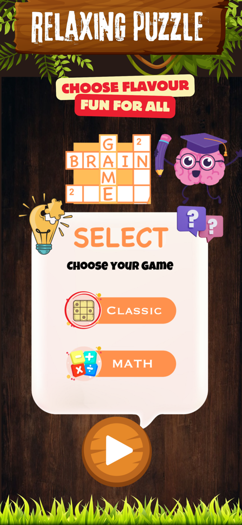 Pantalla del menú Soduko Colors con opciones de rompecabezas Clásico y Matemático.