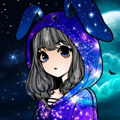 realistic girl wearing a bunny hoodie