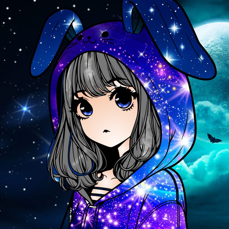 realistic girl wearing a bunny hoodie