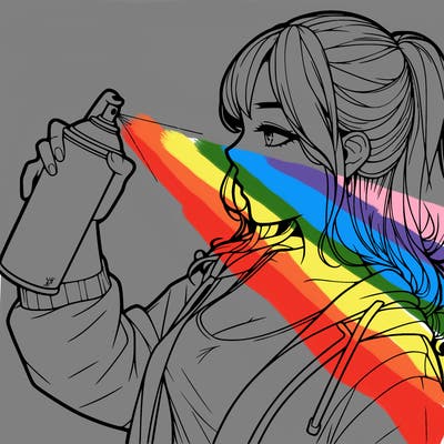 a realistic girl spray, painting