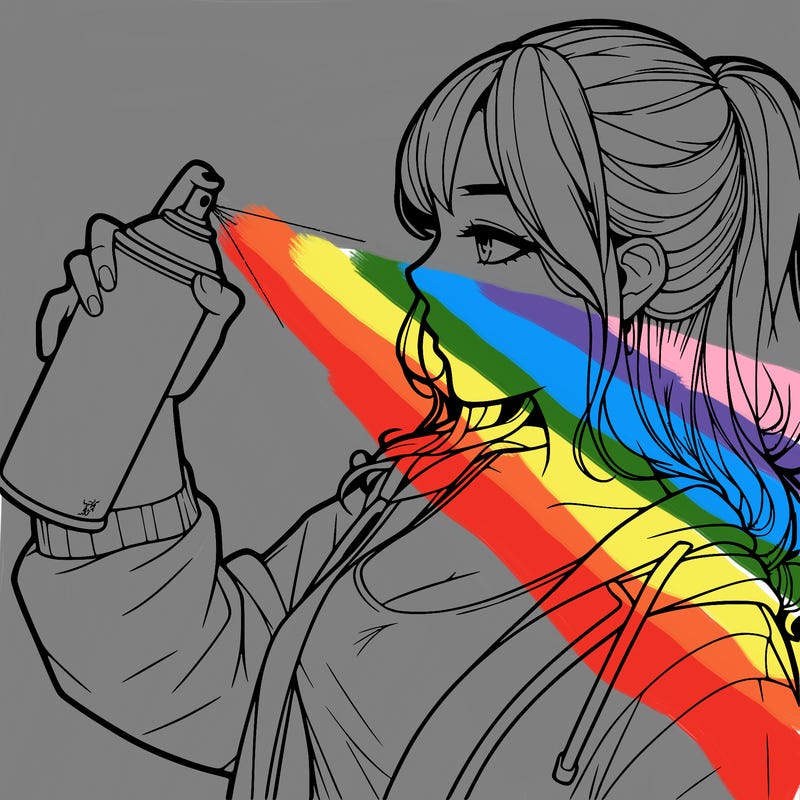 a realistic girl spray, painting