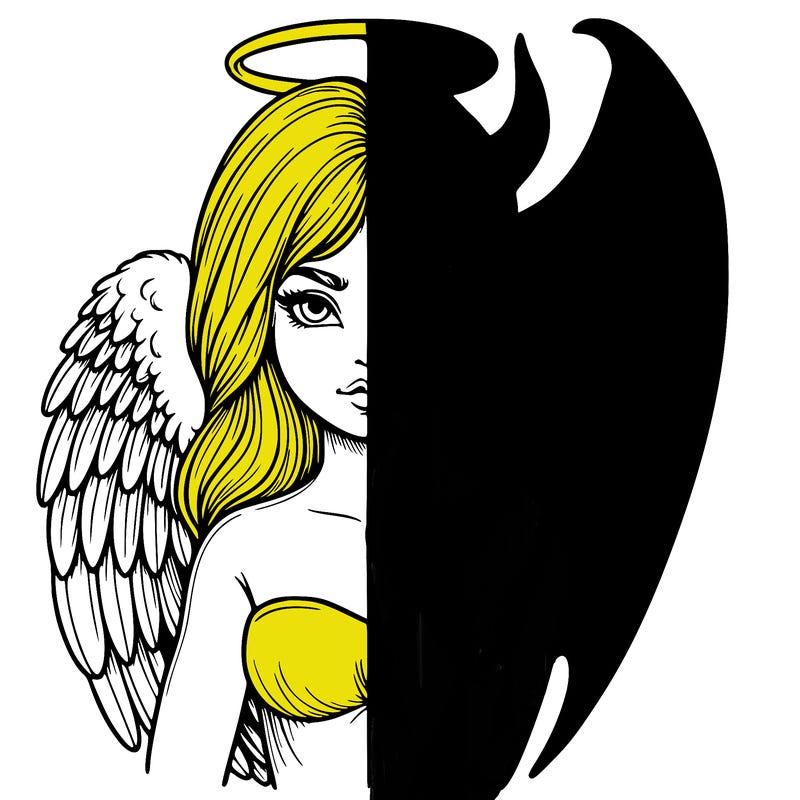 realistic angel half demon