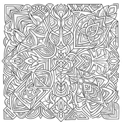 Dive into a world of intricate detail with this stunning dot work geometric patterns coloring page. This abstract design offers a unique blend of precise lines and dotted textures for a truly engaging artistic experience.