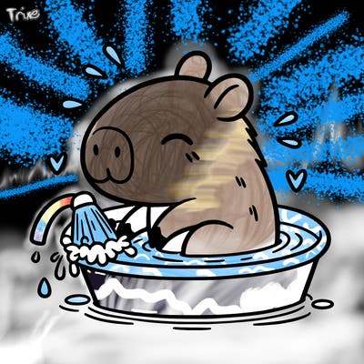 capybara taking a bath