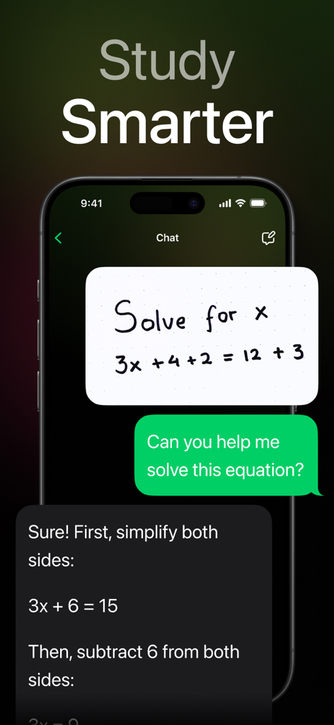 AI Box app interface showing a step by step math equation solution.