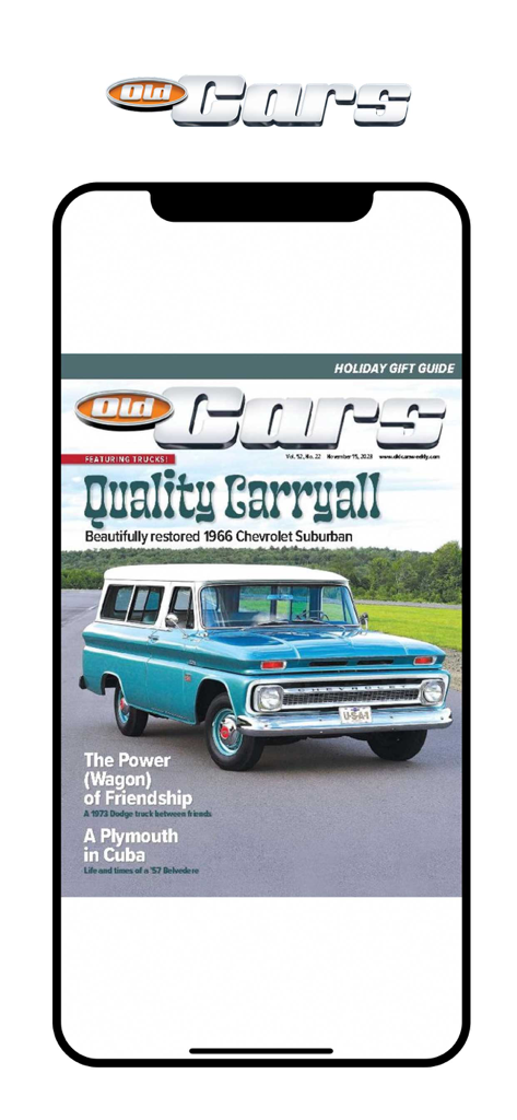 Old Cars Weekly - Old Cars Weekly digital magazine cover featuring a restored 1966 Chevrolet Suburban