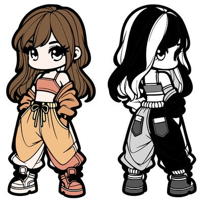 girl in crop top and baggy pants