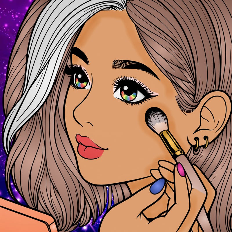 a realistic girl doing her makeup