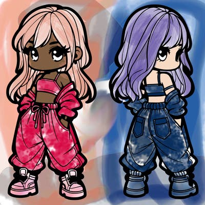 girl in crop top and baggy pants