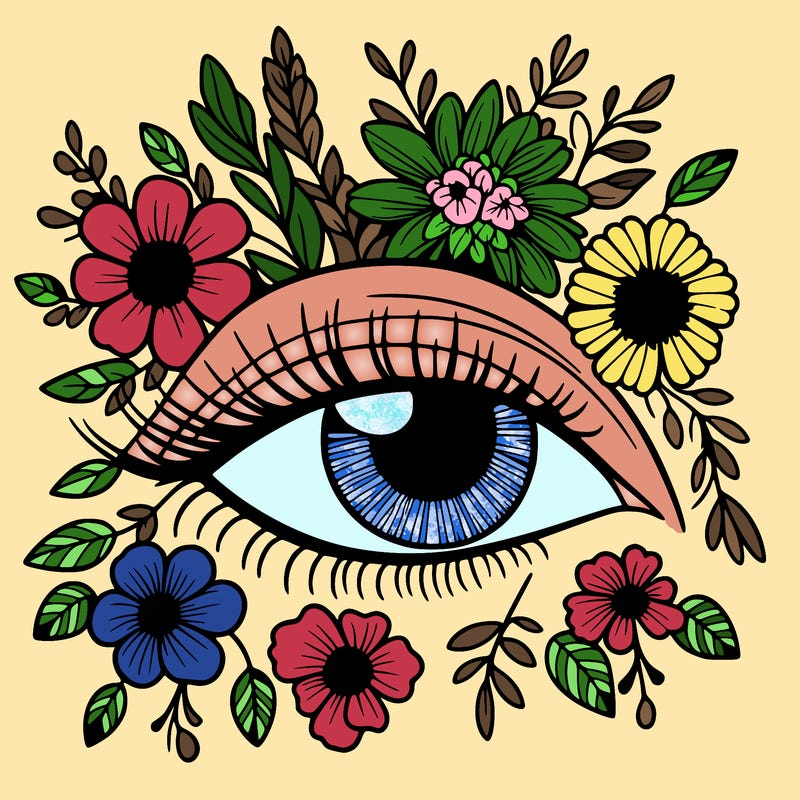 eye with flowers