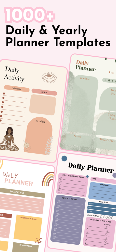 Structured Digital Planner - Eine Sammlung ästhetischer täglicher und jährlicher digitaler Planer-Vorlagen mit bunten und minimalistischen Layouts