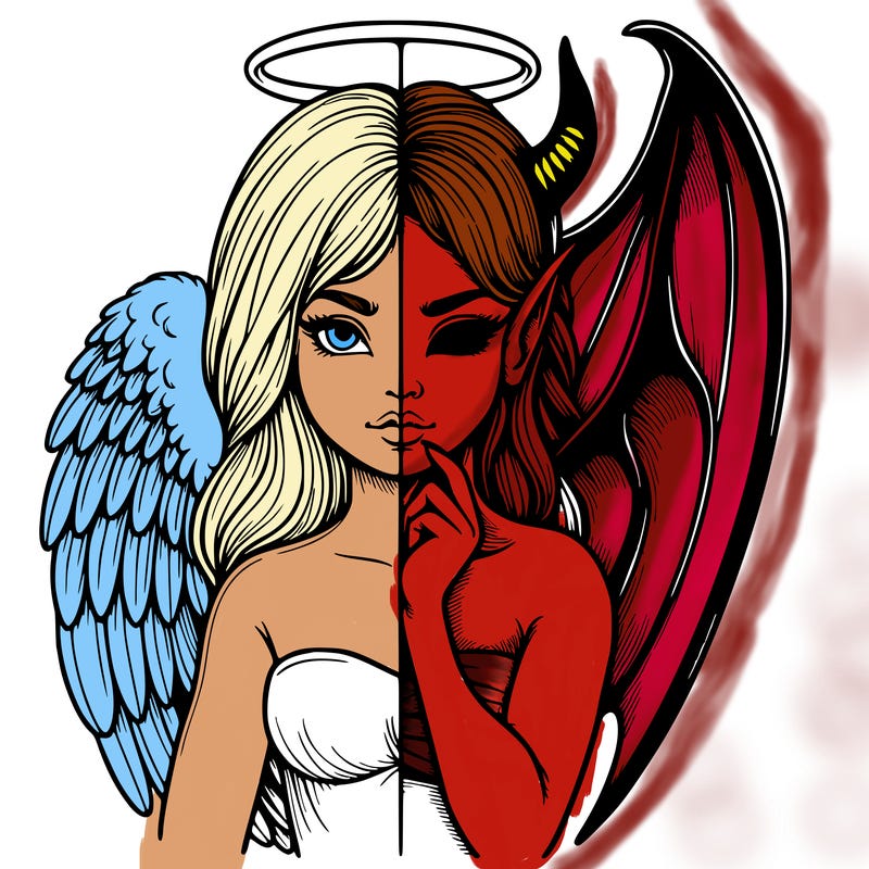 realistic angel half demon