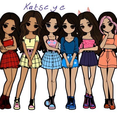 a group of girls realistic