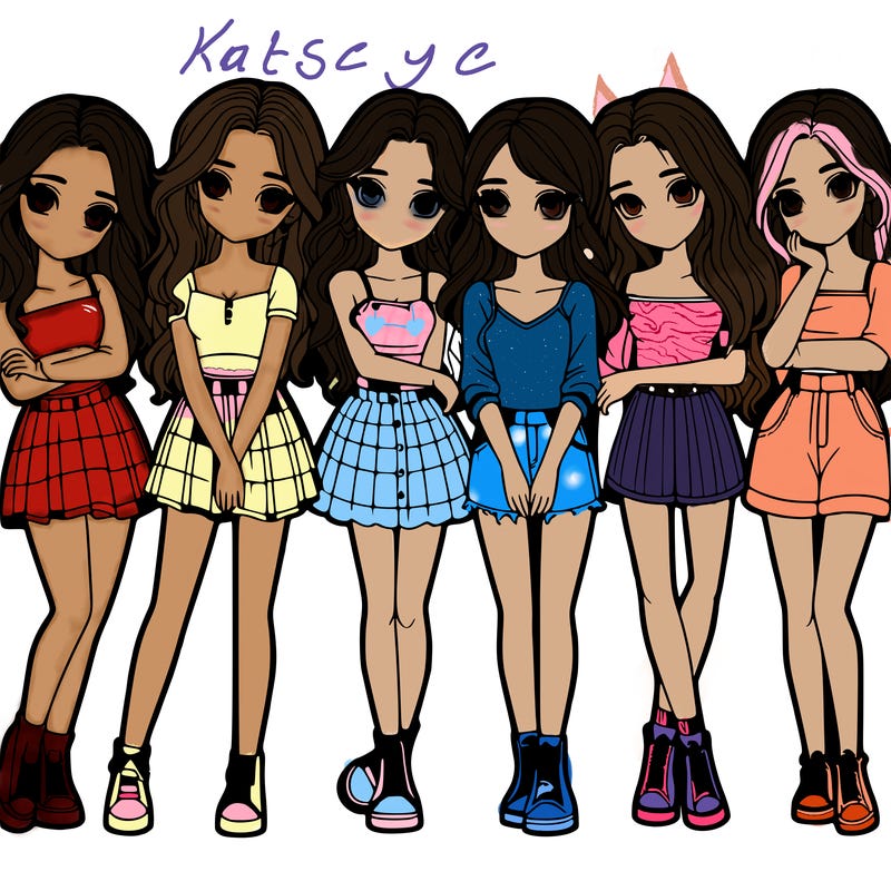 a group of girls realistic