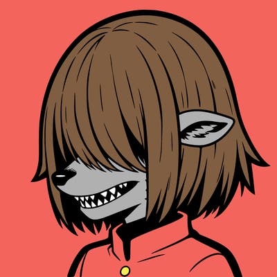 sharp teeth deer man with bob haircut