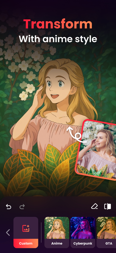 A photo transformed into anime style using PhotoX AI