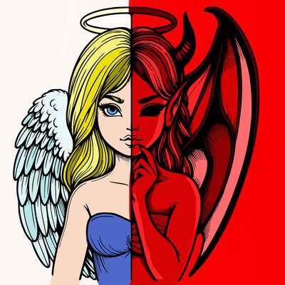 realistic angel half demon