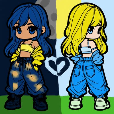 girl in crop top and baggy pants