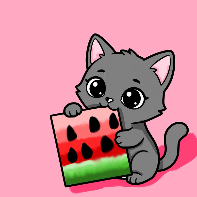 a small cat with a blank sheet of paper in its hand. the cat is sooooooo cute!