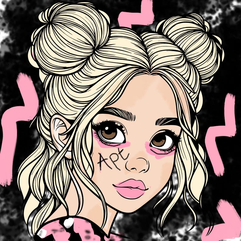 realistic girl with hair buns on her head