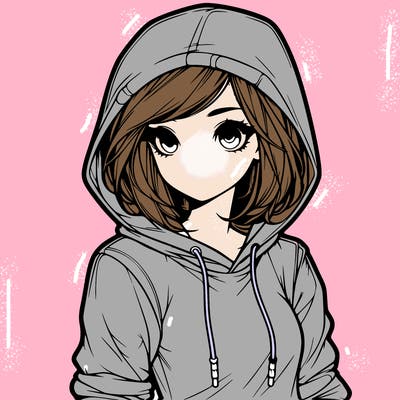 realistic girl with hoodie
