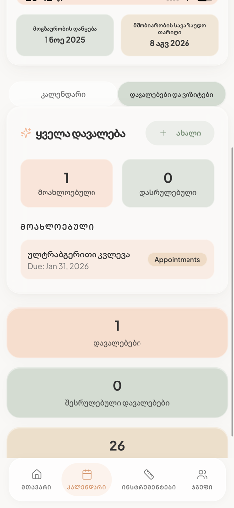 Dashboard der Bude App zur Aufgabenverwaltung, das anstehende Arzttermine und Checklisten anzeigt