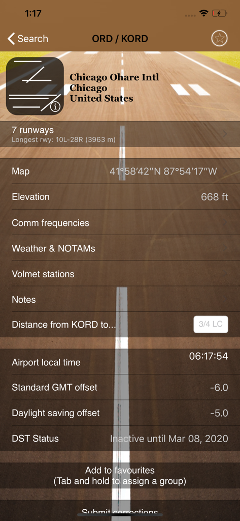 Airports Plus - Detailed aviation data for Chicago Ohare International Airport including runways elevation and local time