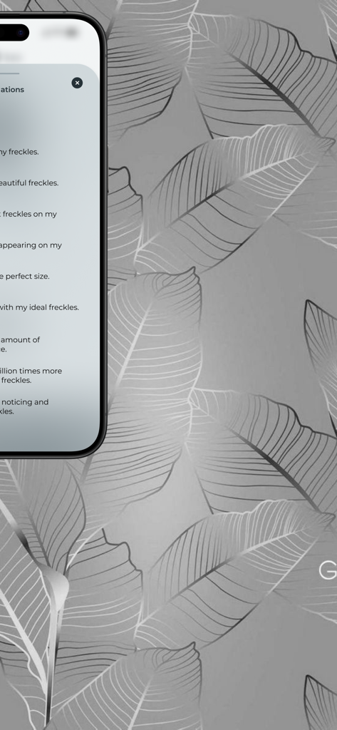 A list of positive affirmations for physical appearance within the Sound and Soulful app