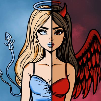 devil vs angel realistic girl