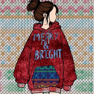 realistic girl with a oversized sweatshirt on and a bun