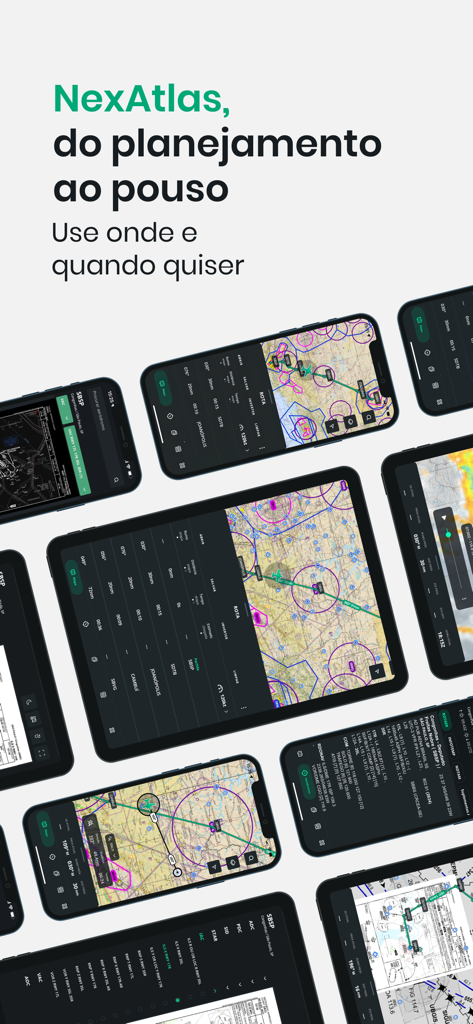 NexAtlas - NexAtlas app on tablets and phones showing aeronautical charts and flight planning features