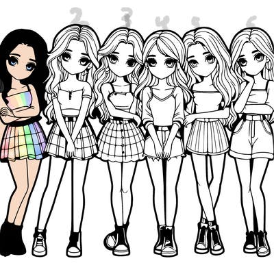 a group of girls realistic