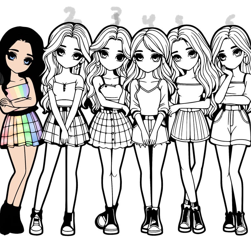 a group of girls realistic