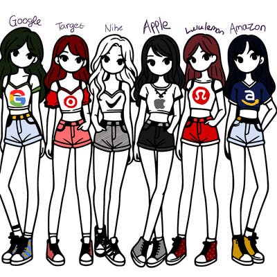 a group of girls wearing crop tops and shorts