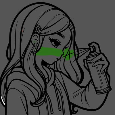 a realistic girl spray painting