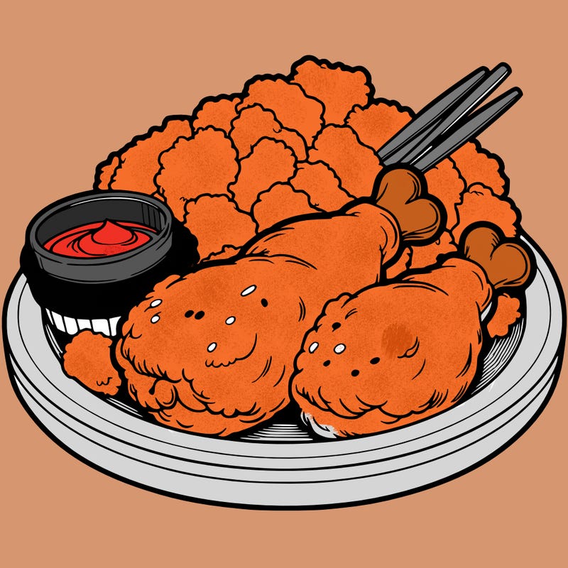 a plate of fried chicken