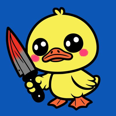 cute duck with knife