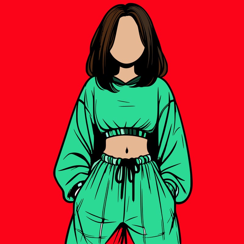 realistic girl faceless with baggy pants and a crop top