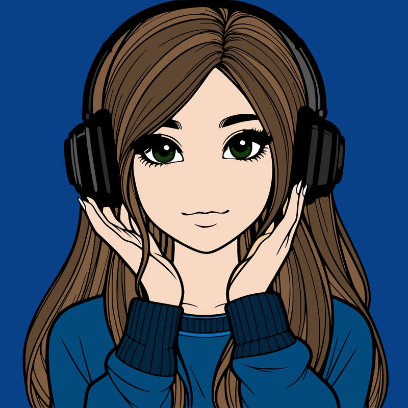realistic girl wearing headphones