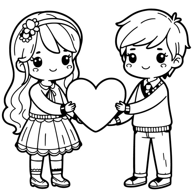 girl and boy holding a heat together